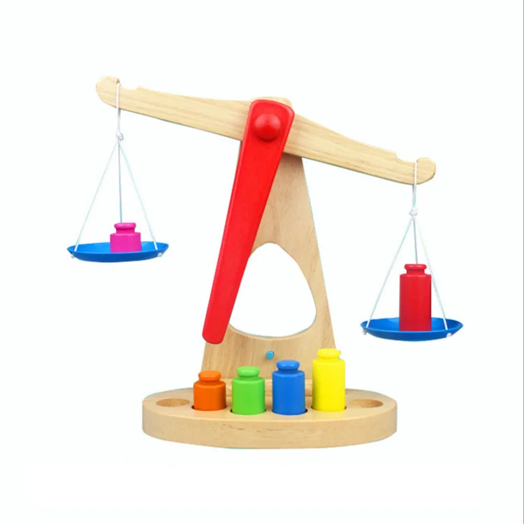 Balance Scales Montessori Teaching Aid Early Education Wooden Balance Beam Mathematics Weighing Kids Toys 