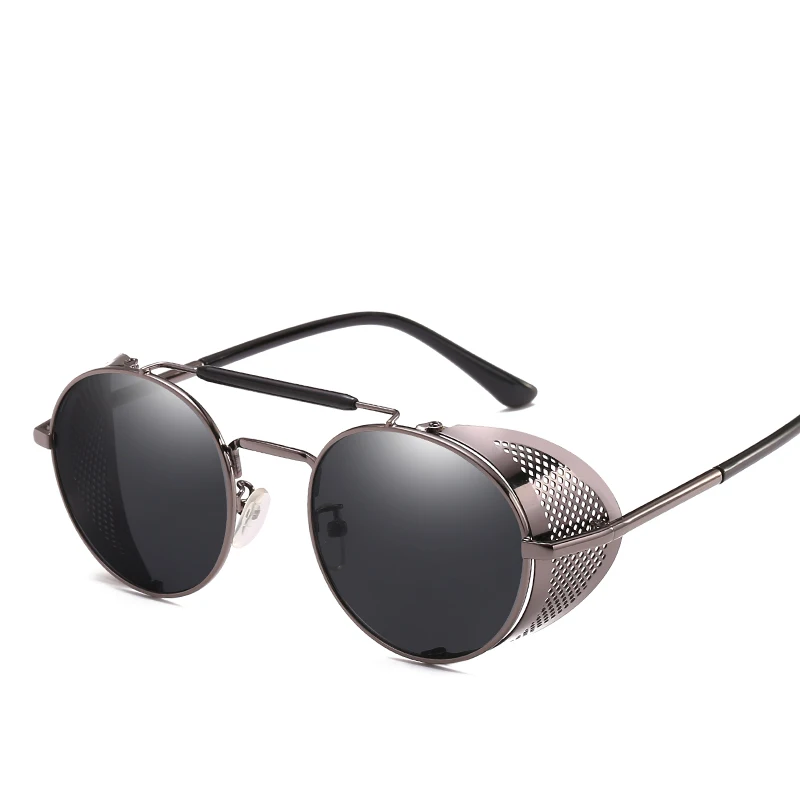 

Side Shield Steampunk Vintage Cool UV Protection Round Sunglasses For Women Men