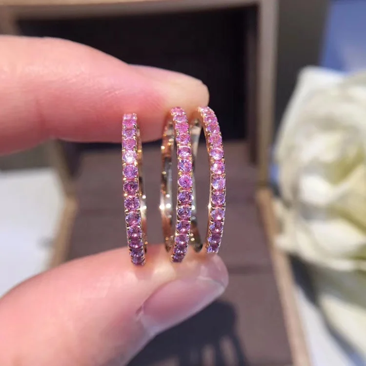 

Fashion Eternity Band Rose Gold Jewelry Pink Sapphire Ring