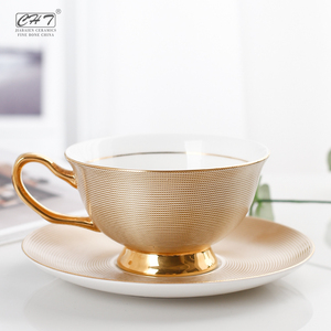Image of Porcelain unbreakable decorative colored vintage coffee espresso cup and saucer with gold rim and handle in bulk for sale