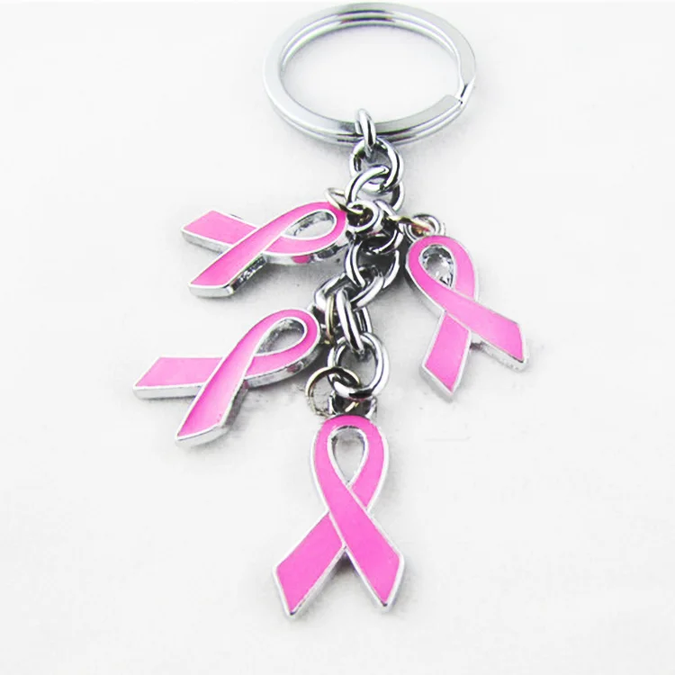 

Wholesale Sliver Plated Breast Cancer Awareness Pink Ribbon keychain