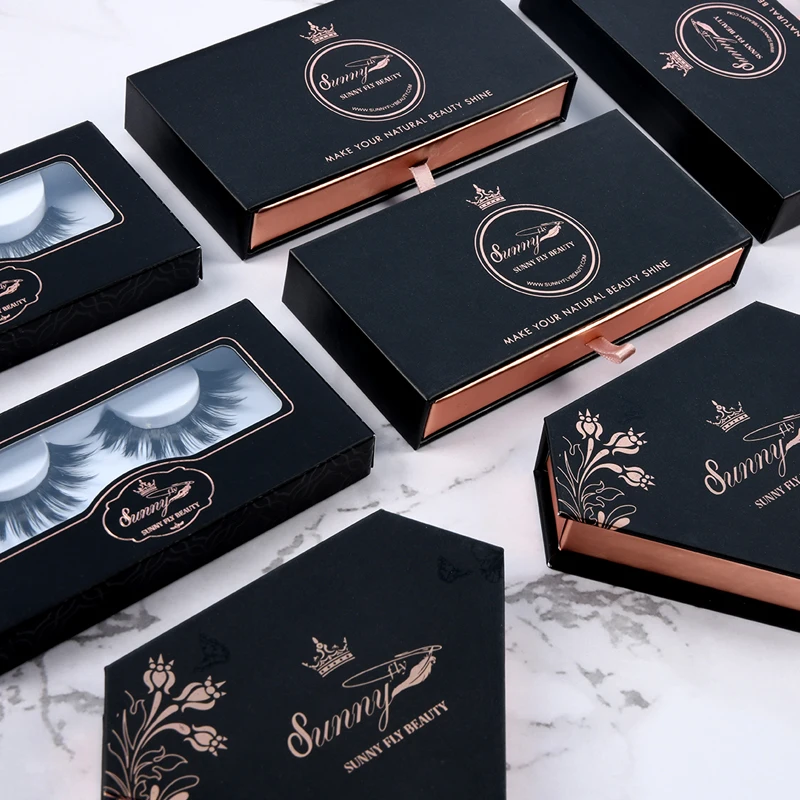 

5 pairs handmade soft premium wholesale 3d mink lashes private label packaging, Black