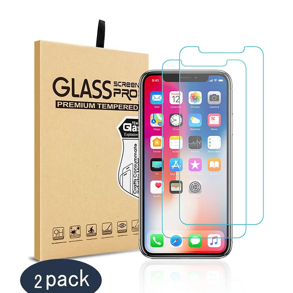 

2 Pack Clear Tempered Glass Screen Protector for iPhone XS Max