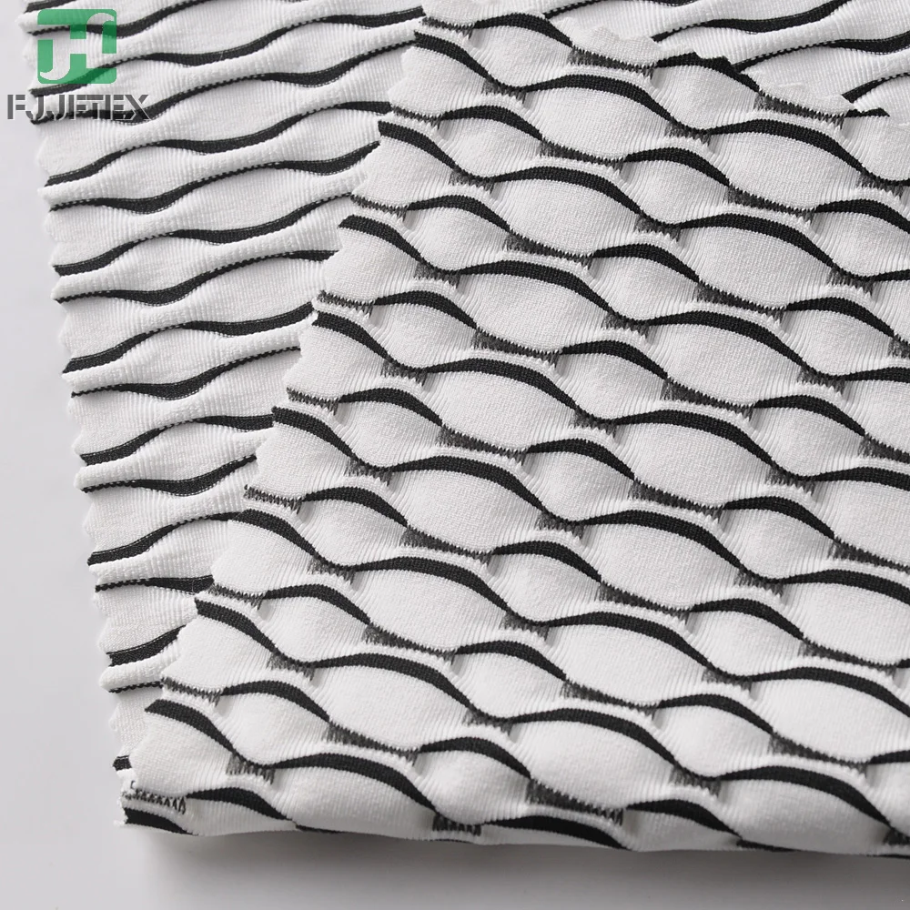 
Polyester Spandex Jacquard Crepe Seersuck Strip Knitted Fabric For Women Apparel 