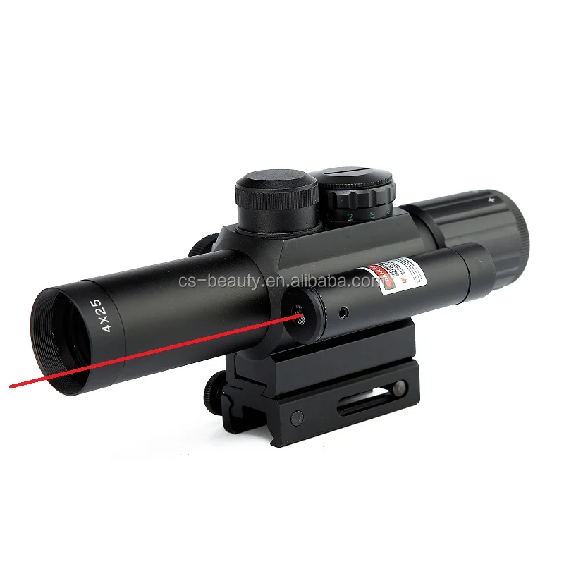 

Tactical 4X25 M6 Red Green Illuminated Laser Sight Rifle Scope Riflescope Night Vision Hunting, Black