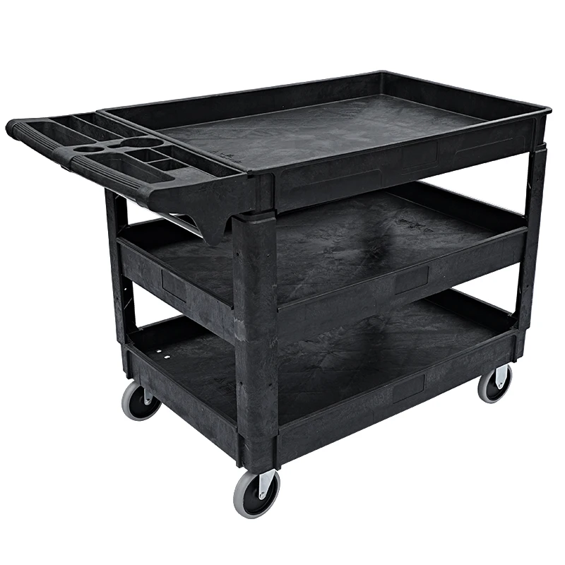 
3 tray plastic service cart Heavy Duty utility cart 
