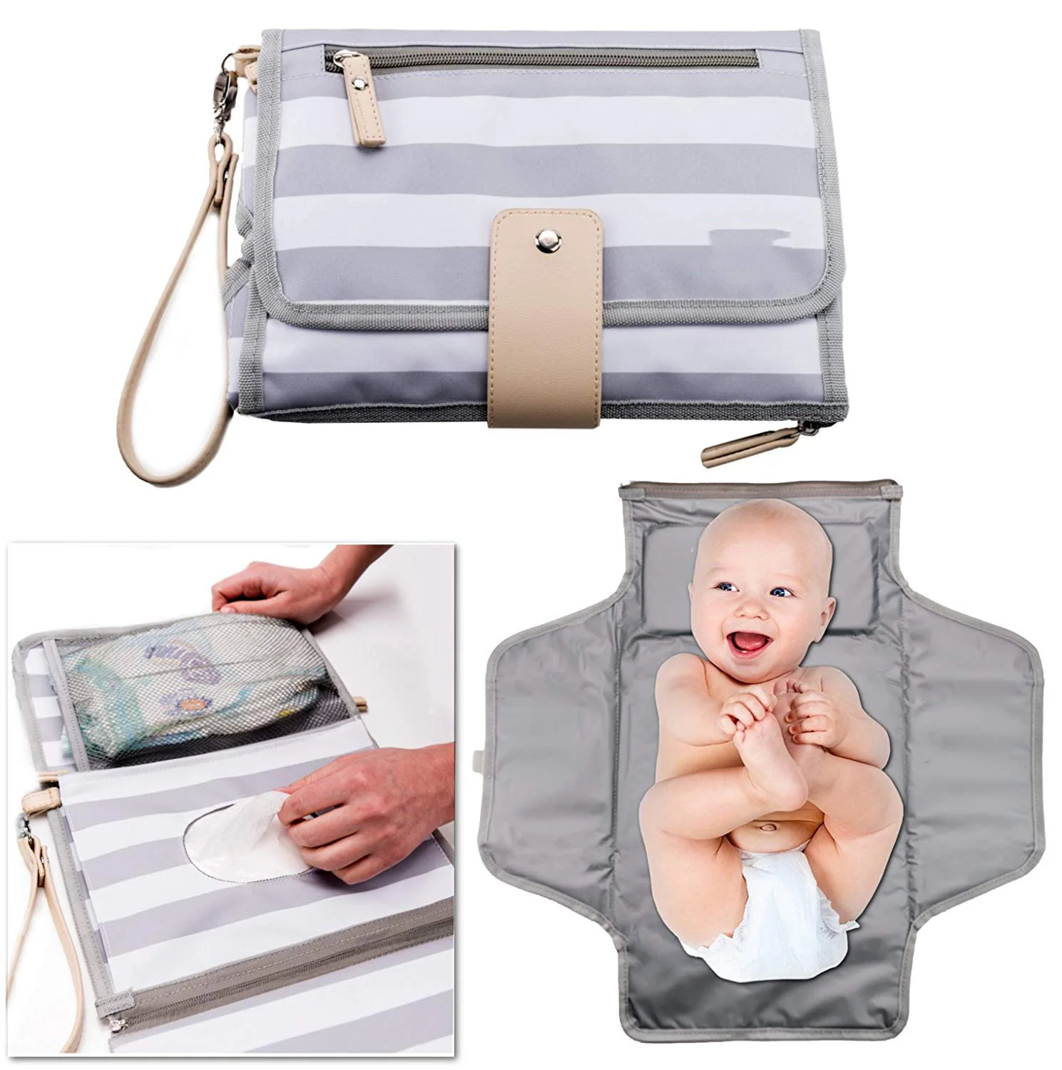 Portable Changing Pad Baby Diaper Station Newborn Clutch Bag Travel Kit