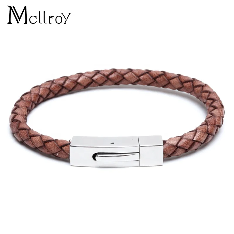 

Mcllroy fashion leather bracelet genuine cowhide men women custom logo leather bracelets bangle bracelet, Picture