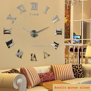 Image of Luxury DIY Wall Clock 3D Roman Numerals Stickers Home Art Modern Clock Large
