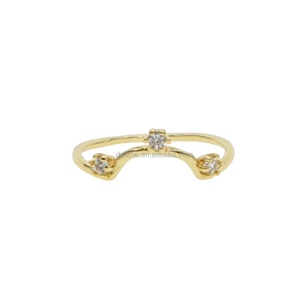 

newes tiny gold band cz paved v shape wave rings for women wedding party rings