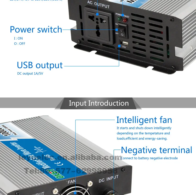1000w Power Inverter Home Solar Power System 12v 24v 48v Pure Sine Wave Inverter Off Grid Solar