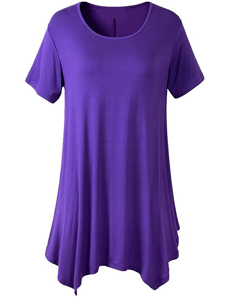 

Womens Swing Hem Tunic Tops Loose Fit Comfy Flattering T Shirt