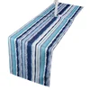 Outdoor custom print patio 14 x 72 table runner polyester woven blue table runner