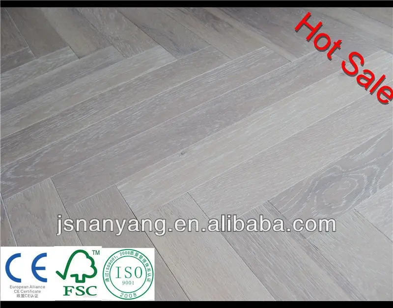 Grey Stained Oak Engineered Herringbone Wood Flooring With Ce Iso
