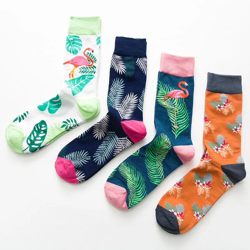 

Flamingo Leaves cotton Crew Men Women Winter Socks, Picture