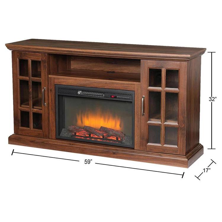 
Independent remote control electric fireplace with Wood material electric fireplace TV stand 