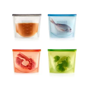 Image of FDA 100% Food Grade Kitchen Stasher Reusable Lunch Snack Silicone Reusable Ziplock Sandwich Food Bag