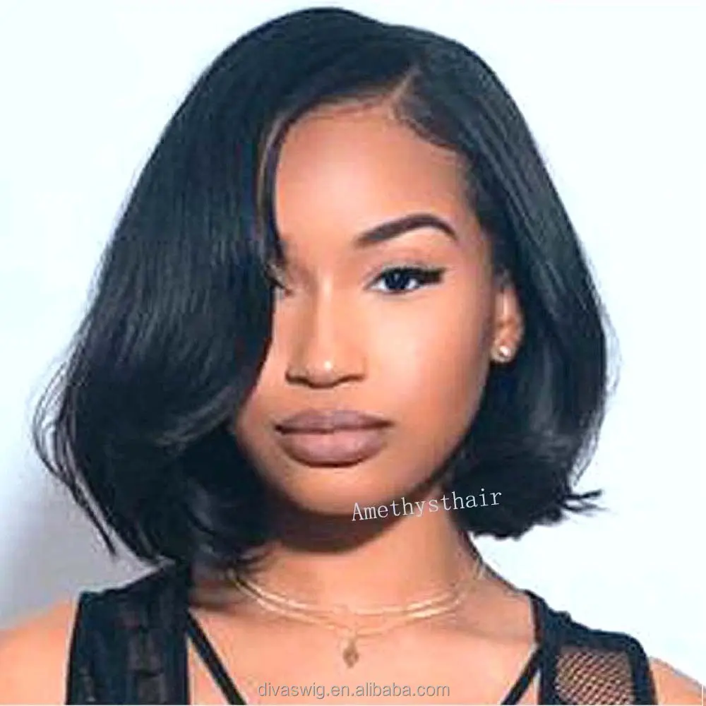 

Qingdao factory cheap short brazilian hair full lace wig, Pure color