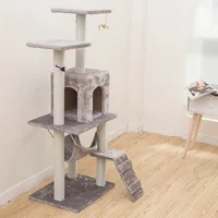 

Leisure Zone Purlove Multi-Level 3 Platform Cat Kitten Tree Cat Scratcher Scratching Post Activity Centre (Gray)