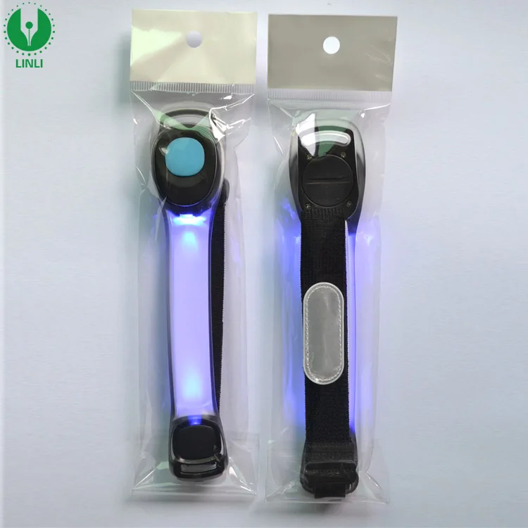 Battery Operated Flashing Led Arm Belt Safety Warning Light Up Colored Arm Bands