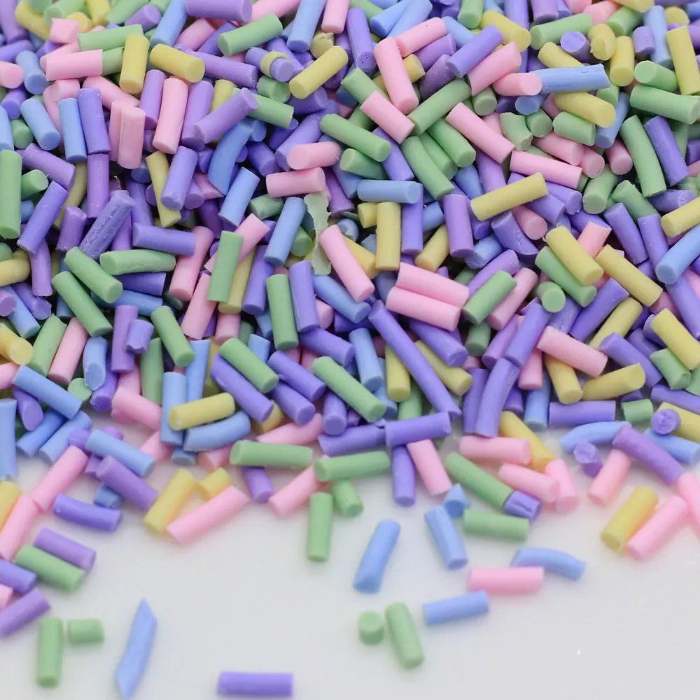 Long Cut Clay Slices Sprinkles Cake Decoration for Slime DIY Candy Dessert Toys Fluffy Slimes Supplies Mud Clay Charms 5mm
