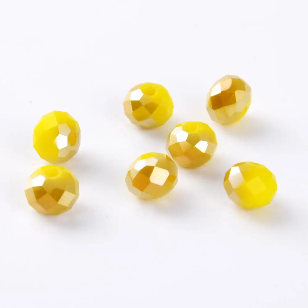 

6mm Fashionable yellow loose faceted crystal glass rondelle beads with hole for jewelry making