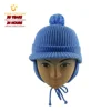 Assorted infant fine knit hat/baby beanie with ear cover and pom pom