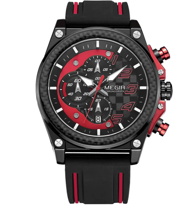 

MEGIR 2051 MEGIR Quartz Men Sport Watch Big Dials Silicone Strap Military Chronograph Wristwatch 2017, N/a