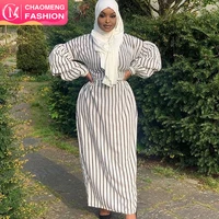 

1592# Ethnic clothing hijab bridal wedding long muslimah plus size lady muslim fashion stripe print maxi abaya dress 2019