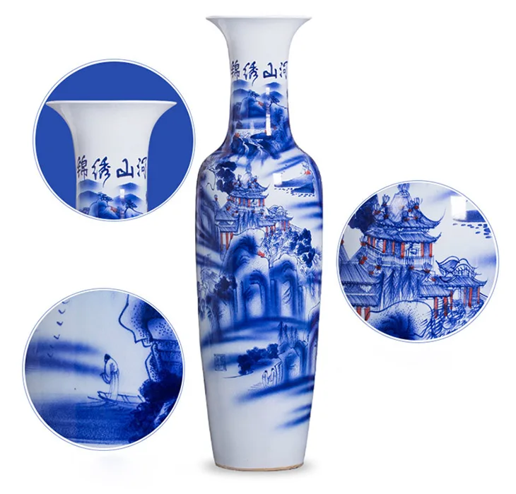 Hot sale delicate chinoiserie hand painted ceramic vases