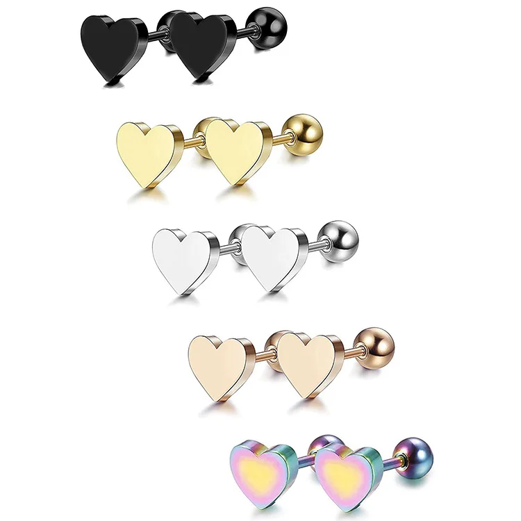 

VRIUA Stainless Steel Mini Heart Lip Labret Piercing Cartilage Piercing Outer Conch Nose stud Facial Piercings