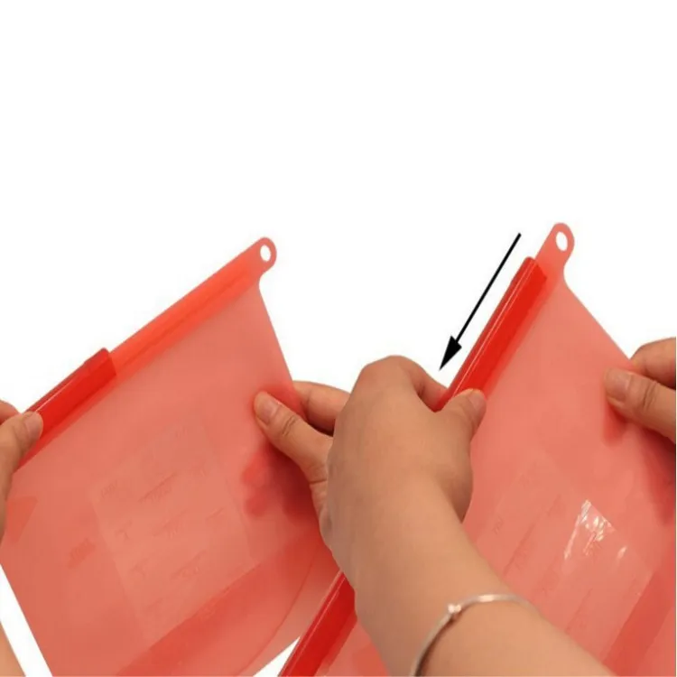 Food Grade Useful 1000ML Silicone Food Storage Bag, Reusable Food Storage Bag