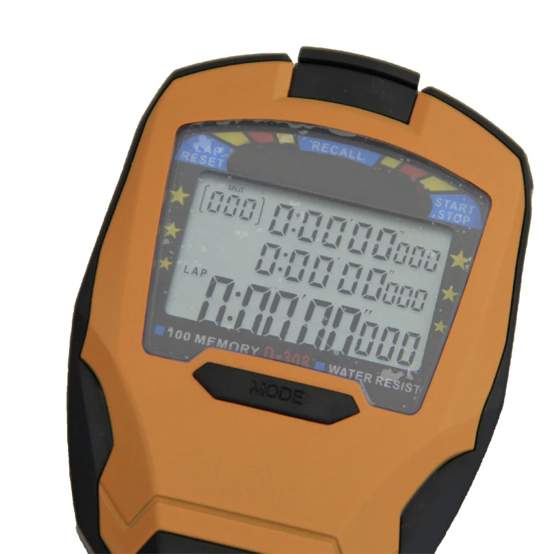 Water Resist Lcd Digital Stopwatch 3 Rows 0.001 Seconds Stopwatches