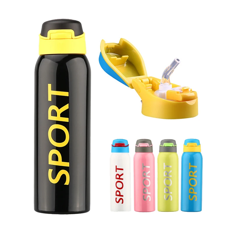 

Sports Water Drinking Bottle Stainless Steel 500ml Outdoor Applicable for Boiling Water Color Box with Lid Accessories Climbing, White,black,green,blue,pink