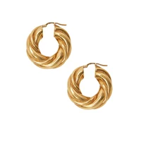 

Korean personalized gold platedclip earrings for women boho vintage twisted gold plated brass hoop earring for wedding jewelry
