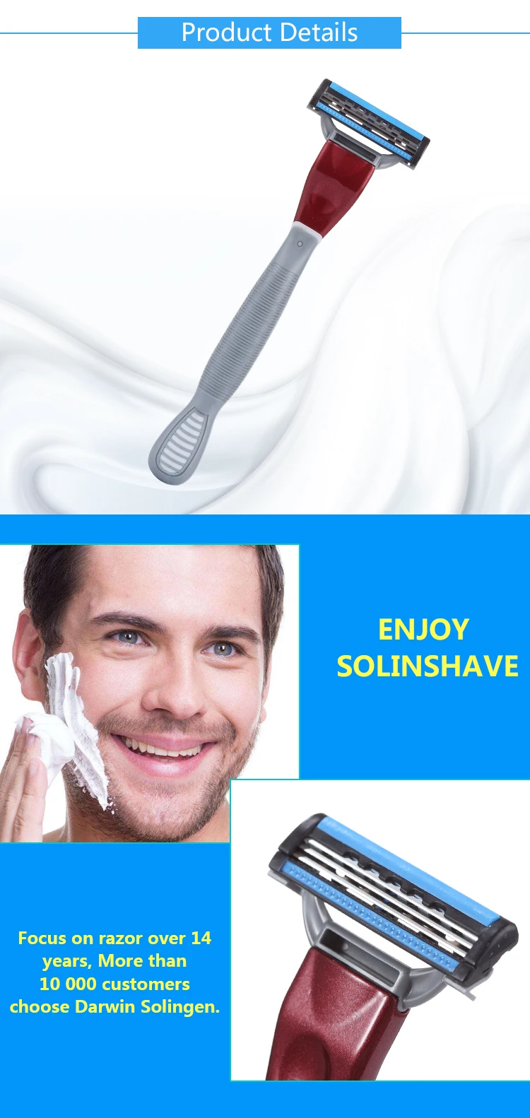 Imported Cartridge 3 Blade Razor For Men Shaving With Lubricant Strip