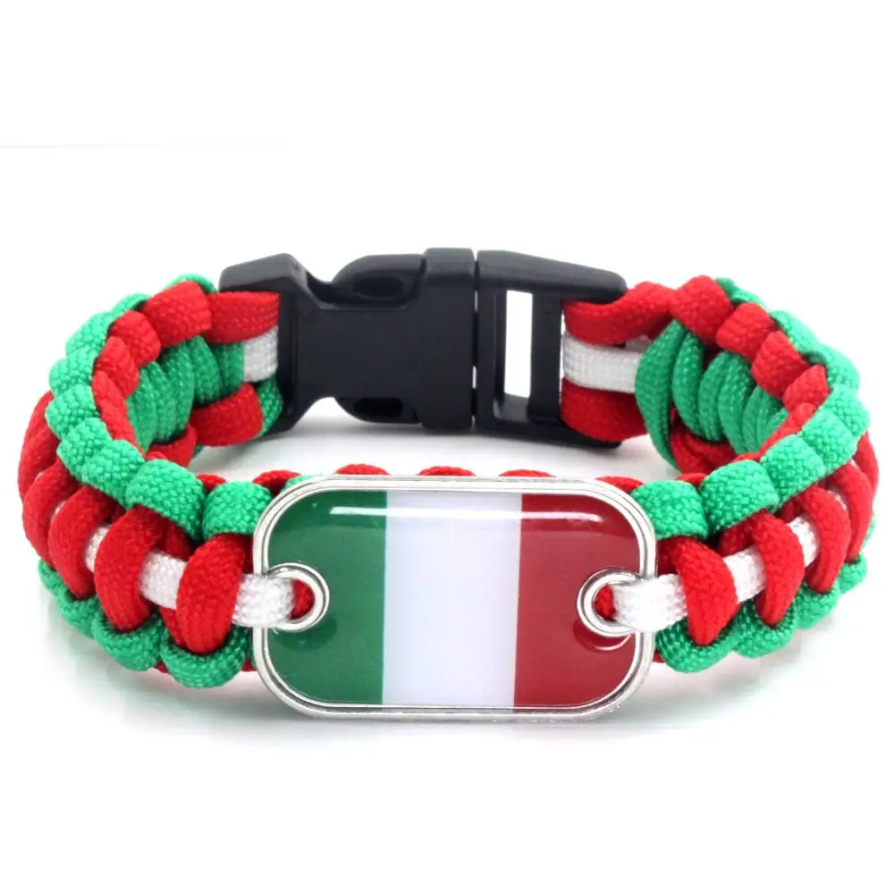 

2021 country flag logo plastic buckle dia 24cm rope italian paracord bracelet, 32 teams rope paracord bracelet