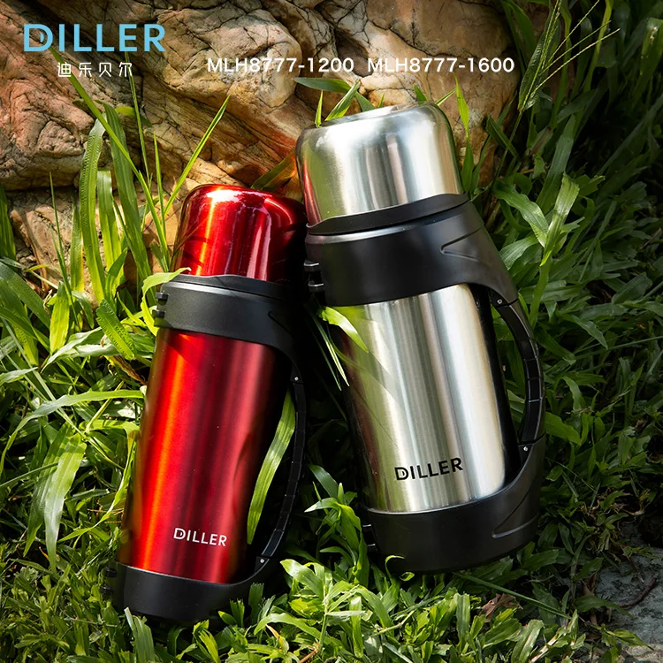 1.2l Large Capacity Big 304 Stainless Steel Thermos Bottle Vacuum Thermal Water Flask With Two