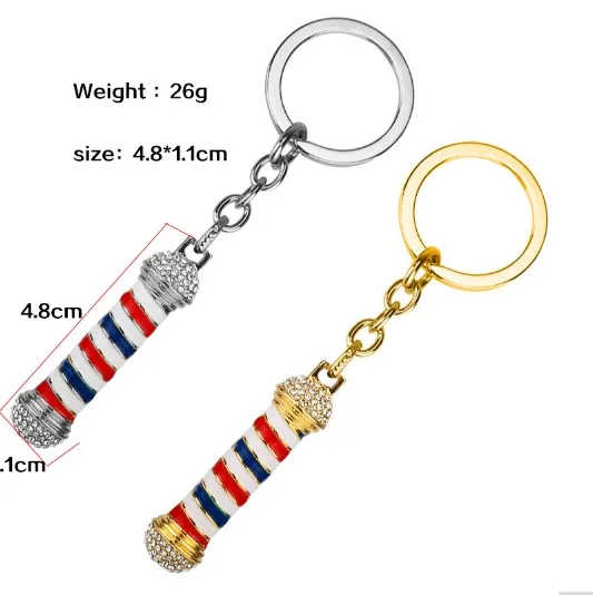 Jewelry 3D Hairdresser Barber Pole KeyRings Key Chains