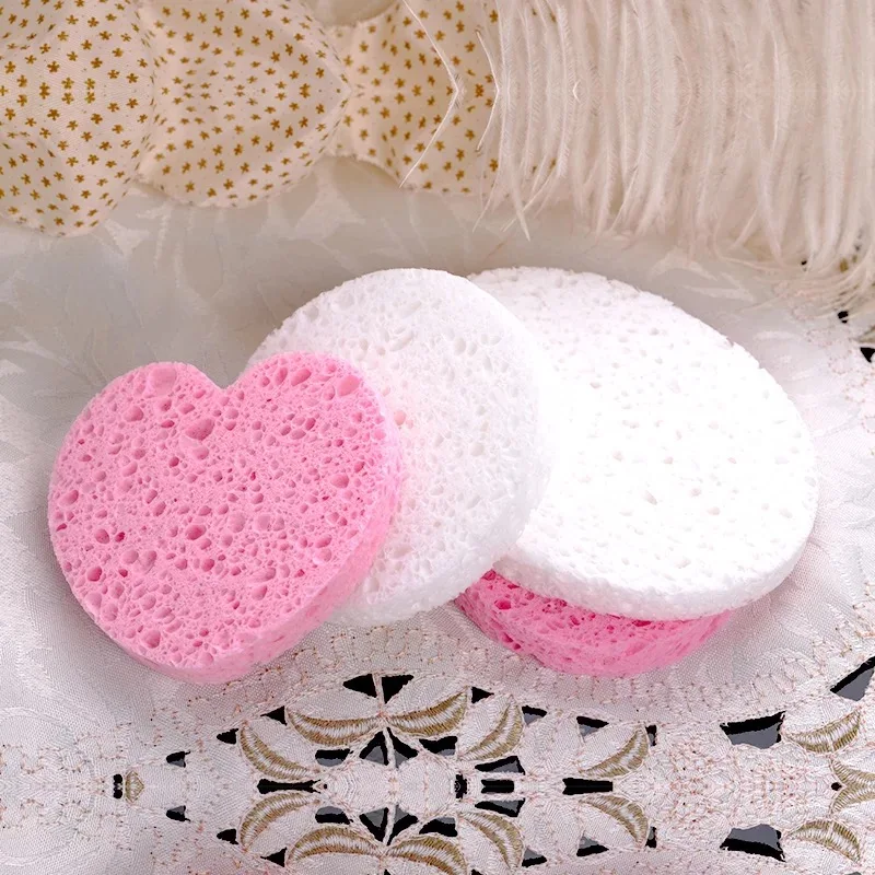 Compressed Makeup Face Cleansing Wood Sponges Pink