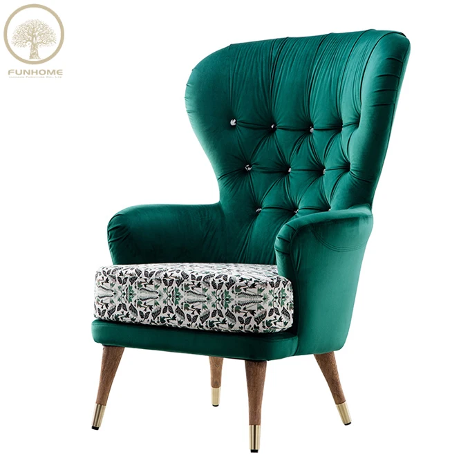 

chesterfield wing chair with india recliner chair, Green