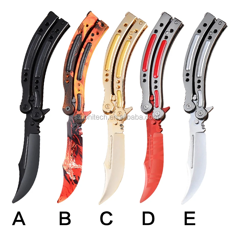 Hot Sale Csgo Knife Colorful Plastic Handle Game Knife Butterfly Knife Comb Training Buy