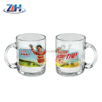 transparent glass mug