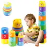 Educational Baby Toys 6 Months Figures Letters Stack Cup Tower Children Early Intelligence Colorful Baby Stack Up Cups