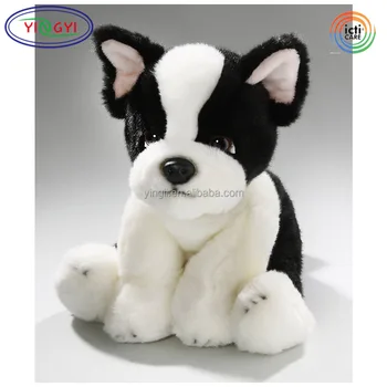 black and white dog stuffed animal