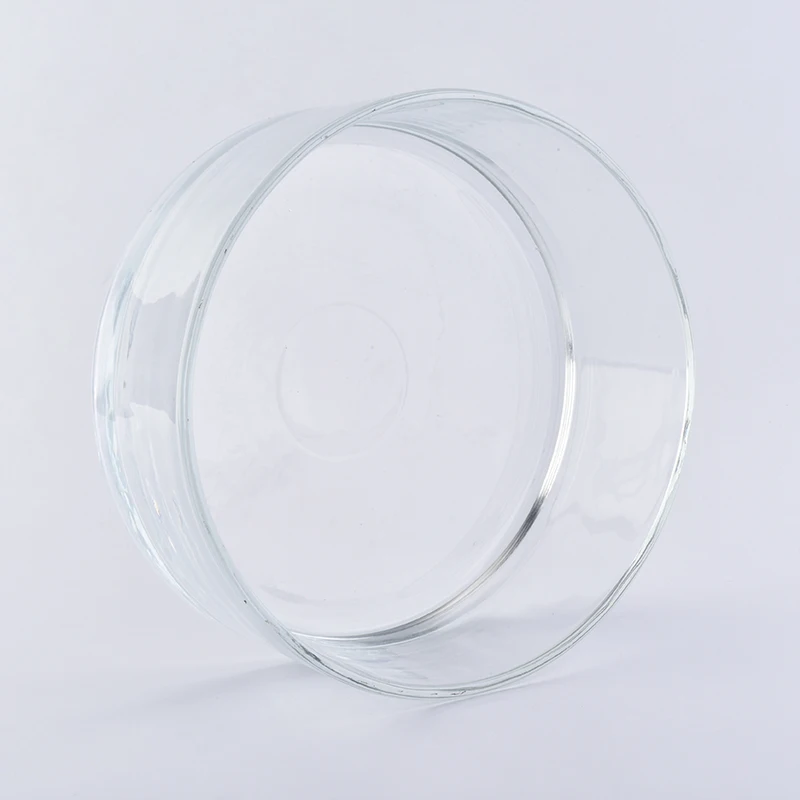 Customized wide round glass candle container home decor wholesale