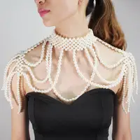 

HANSIDON Pearl Shoulder Chain Necklaces Multilayer Statement Necklaces Pendant Women Sexy Statement Body Party Jewelry