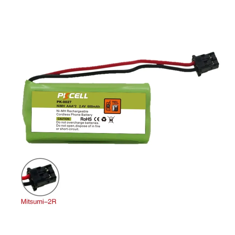 Pkcell Pk-0027 Nimh 2.4v Battery Pack Ni-mh 600mah Aaa*2 2.4v C-450 Ni ...