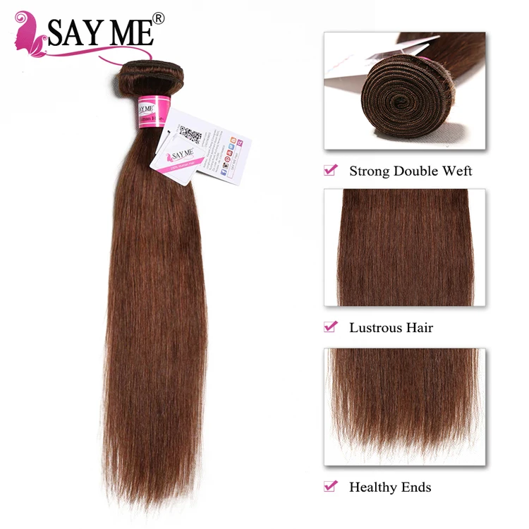 Tissage Cheveux Humain Light Brown Trio Colour 4 Peruvian Hair