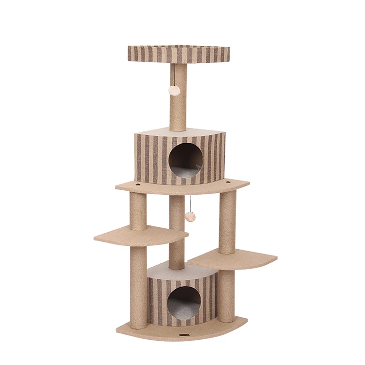 Fashion black cat tower mdf cardboard cat scratcher tree